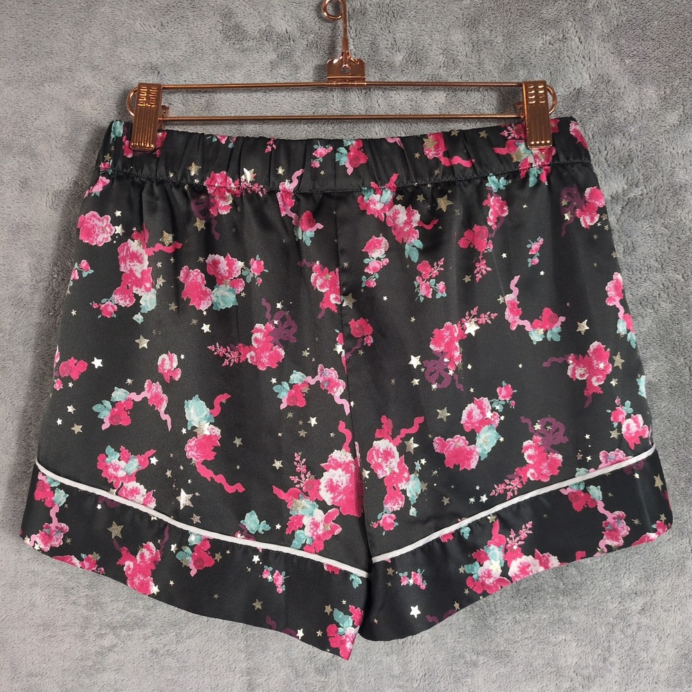Victoria's Secret Black Floral Star Satin Pajama Shorts XS Pink Loungewear - Picture 3 of 10